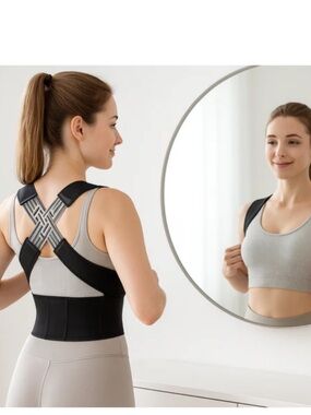 2 PackPosture Corrector Back Support Brace - Black and Pink